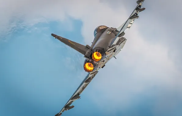 Картинка небо, истребитель, вираж, полёт, многоцелевой, Eurofighter Typhoon