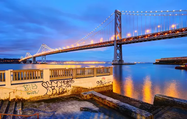 Картинка Сан-Франциско, california, twilight, калифорния, san francisco, bay bridge
