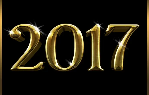 Новый Год, metal, golden, gold, new year, happy, fireworks, 2017