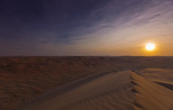 Картинка солнце, пустыня, утро, дюны