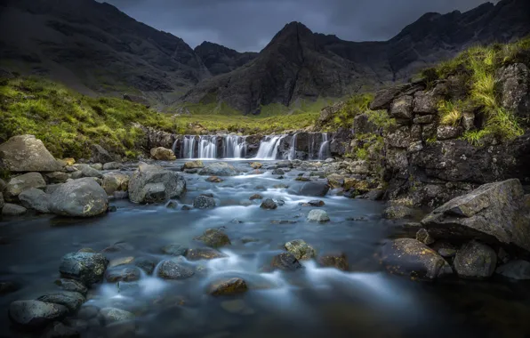 Картинка горы, река, камни, скалы, поток, Шотландия, Хайленд