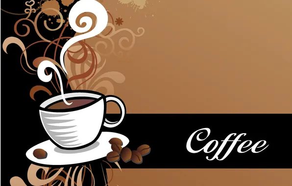 Кофе, вектор, чашка, блюдце, аромат, coffee