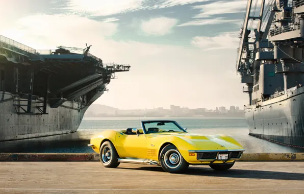 Корабли, Chevrolet Corvette, muscle car, корвет, автообои, Stingray