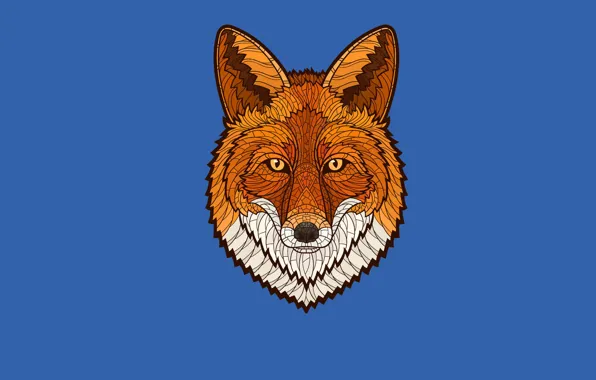 Морда, минимализм, лиса, fox