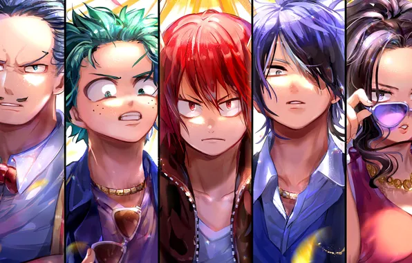 Коллаж, персонажи, My Hero Academia, Boku No Hero Academia, Моя Геройская Академия