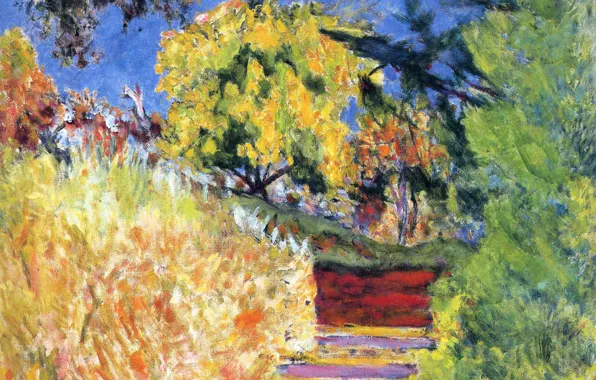 Картинка ступеньки, Пьер Боннар, Наби интимизм, Место художника, Деревья в парке