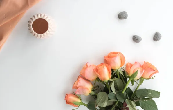 Камни, розы, свеча, букет, бутоны, stones, bouquet, roses