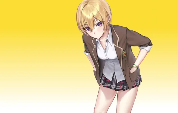 Kawaii, girl, anime, short hair, pretty, cute, uniform, seifuku