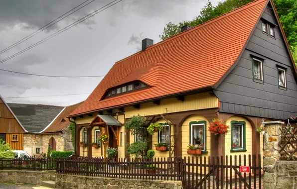 Город, фото, дома, Германия, Гросшёнау