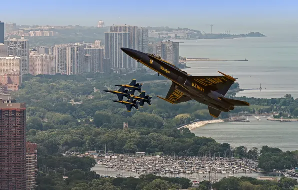 Blue Angels, самолёты, Chicago, Air and Water Show