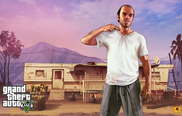 Картинка мужик, наркоман, Grand Theft Auto V, gta5, бандин, Тревор Филлипс