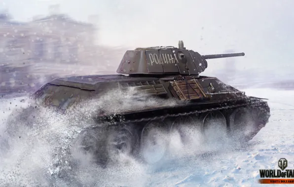 Снег, Т-34, экраны, World of Tanks, Wargaming.net, Родина