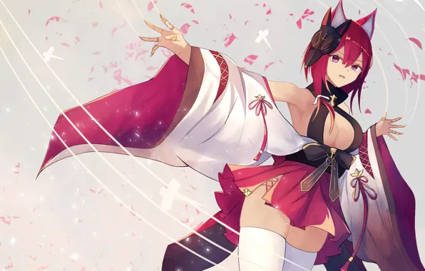 Girl, sexy, cleavage, thighhighs, dress, boobs, anime, beautiful