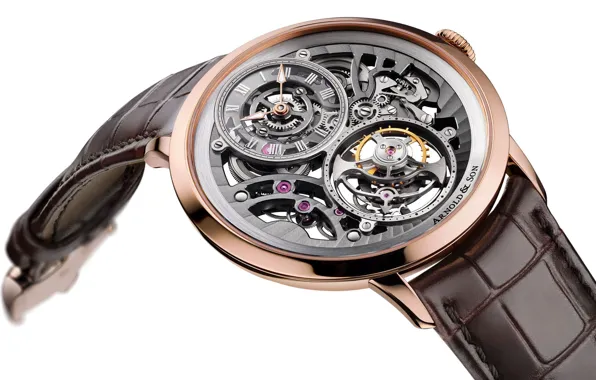 Картинка часы, роскошь, часовой механизм, UTTE Skeleton, Arnold & Son, skeleton tourbillion