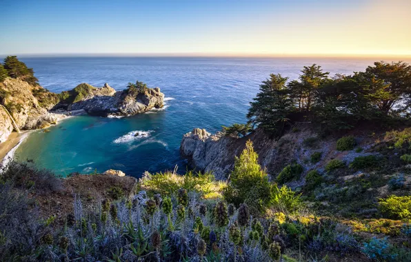 Картинка природа, океан, скалы, бухта, California