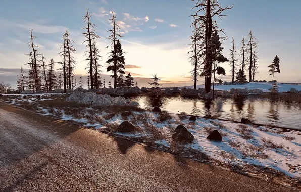 HDR, Clouds, Sky, Winter, Snow, Street, Game, Ocean
