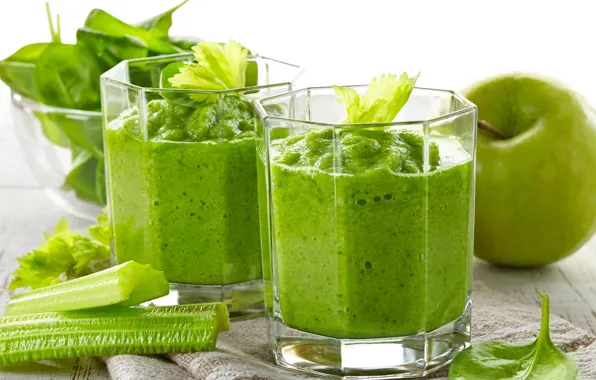 Картинка glass, fruits, vegetables, Green smoothies