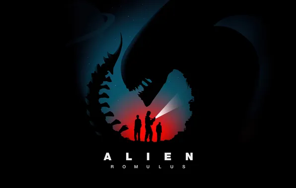 Картинка Movies, Poster, Black background, 2024 Movies, Alien: Romulus