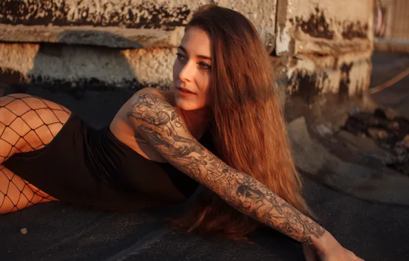 Ass, bodysuit, model, tattoo, women, brunette, pantyhose, hips