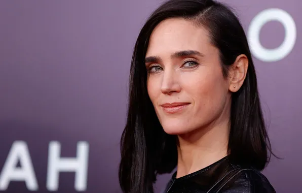 Взгляд, девушка, актриса, брюнетка, красивая, улыбается, Jennifer Connelly, Дженнифер Коннелли