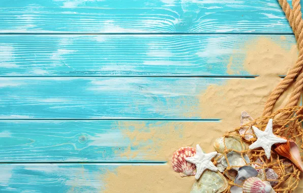 Песок, пляж, лето, звезды, ракушки, summer, beach, wood