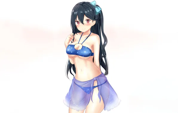 Girl, sexy, cleavage, long hair, boobs, anime, beautiful, red eyes