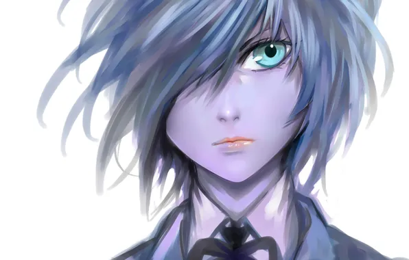 Картинка лицо, волосы, аниме, парень, синие