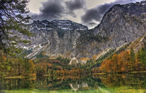 Пейзаж, горы, природа, озеро, HDR, Австрия, Gmunden