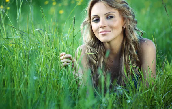 Картинка лето, трава, Девушка