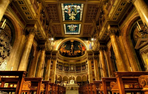 Картинка Рим, Италия, церковь, алтарь, скамья