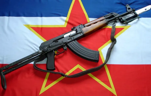 Флаг, Югославия, сербская компания, 62-мм автомата Калашникова, Застава М70, Вариант со складным прикладом, нелицензионная копия …