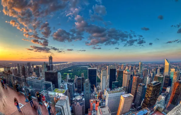Небоскребы, панорама, америка, вид сверху, new york, нью йорк