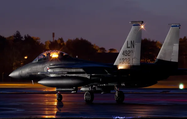 Картинка истребитель, Eagle, аэродром, F-15E