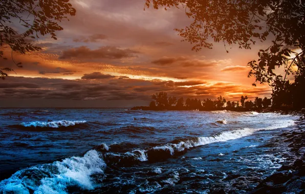 Обои море, ночь, берег на телефон и рабочий стол, раздел природа,  разрешение 2048x1202 - скачать