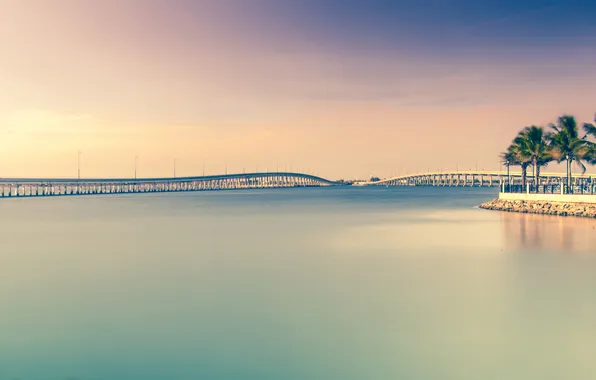 Море, гладь, пальмы, мосты