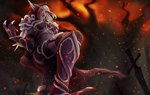 WOW, Blizzard, Art, World of WarCraft, WarCraft, Сильвана, Sylvanas Windrunner, Fanart