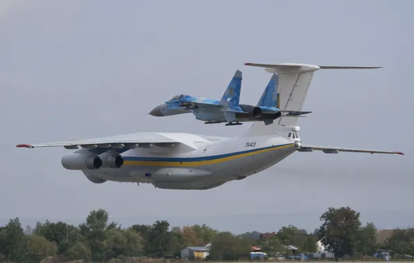 Самолет, Украина, Су-27, Военно-транспортный, Ил-76МД, ВВС Украины