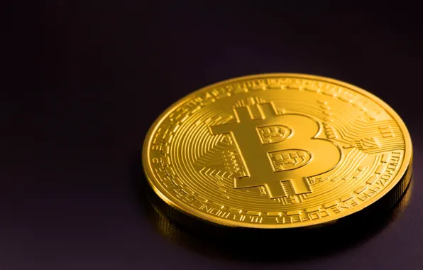 Картинка стол, размытие, монета, coin, bitcoin, биткоин