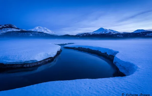 Картинка зима, снег, горы, природа, река