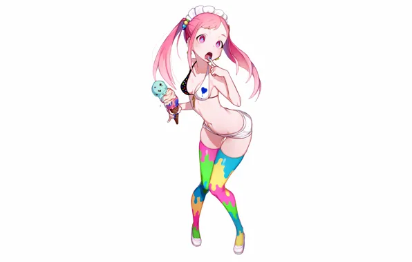 Картинка girl, sexy, cleavage, shorts, thighhighs, long hair, boobs, anime