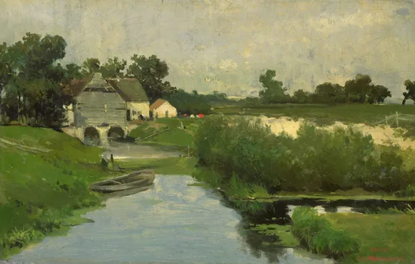 Картинка деревья, пейзаж, масло, картина, летний день, Иохан Хендрик Вейсенбрух