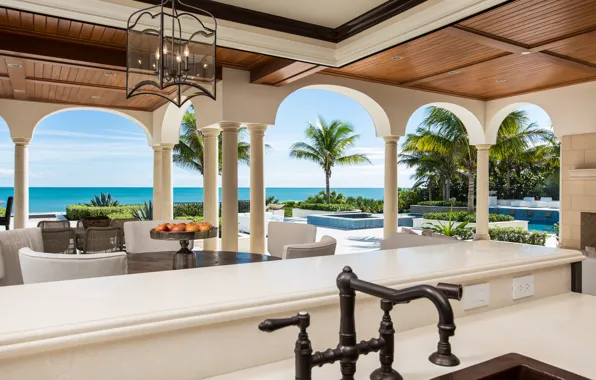 Картинка pool, ocean, luxury, terrace, palm