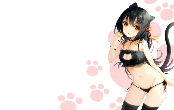 Girl, sexy, lingerie, bra, cleavage, panties, thighhighs, long hair