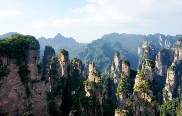 Картинка лес, горы, природа, скалы, Китай