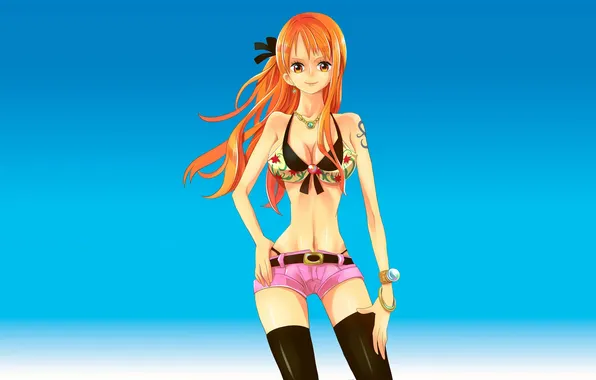 Купальник, девушка, рыжая, nami, one piece