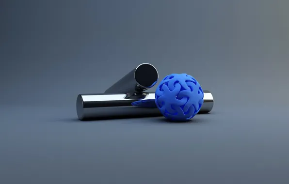 Цилиндры, синий шар
