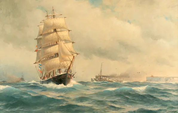 Jacob Hägg, Трехмачтовый барк и эсминцы у, Стура Карлсё