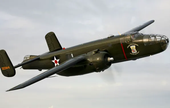 Картинка небо, полет, ретро, самолет, бомбардировщик, B-25 Mitchel