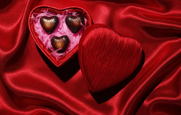 Картинка сердце, шелк, конфеты, red, love, heart, romantic, silk