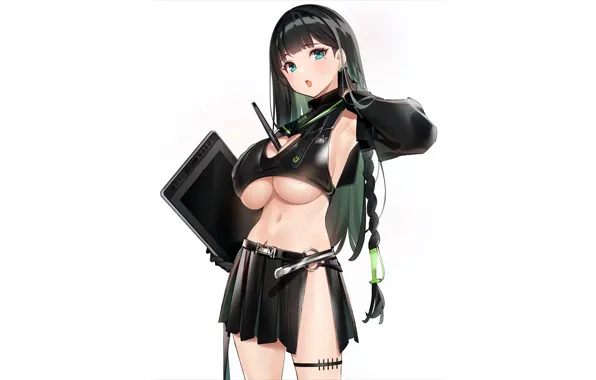 Girl, sexy, cleavage, long hair, boobs, anime, beautiful, pretty